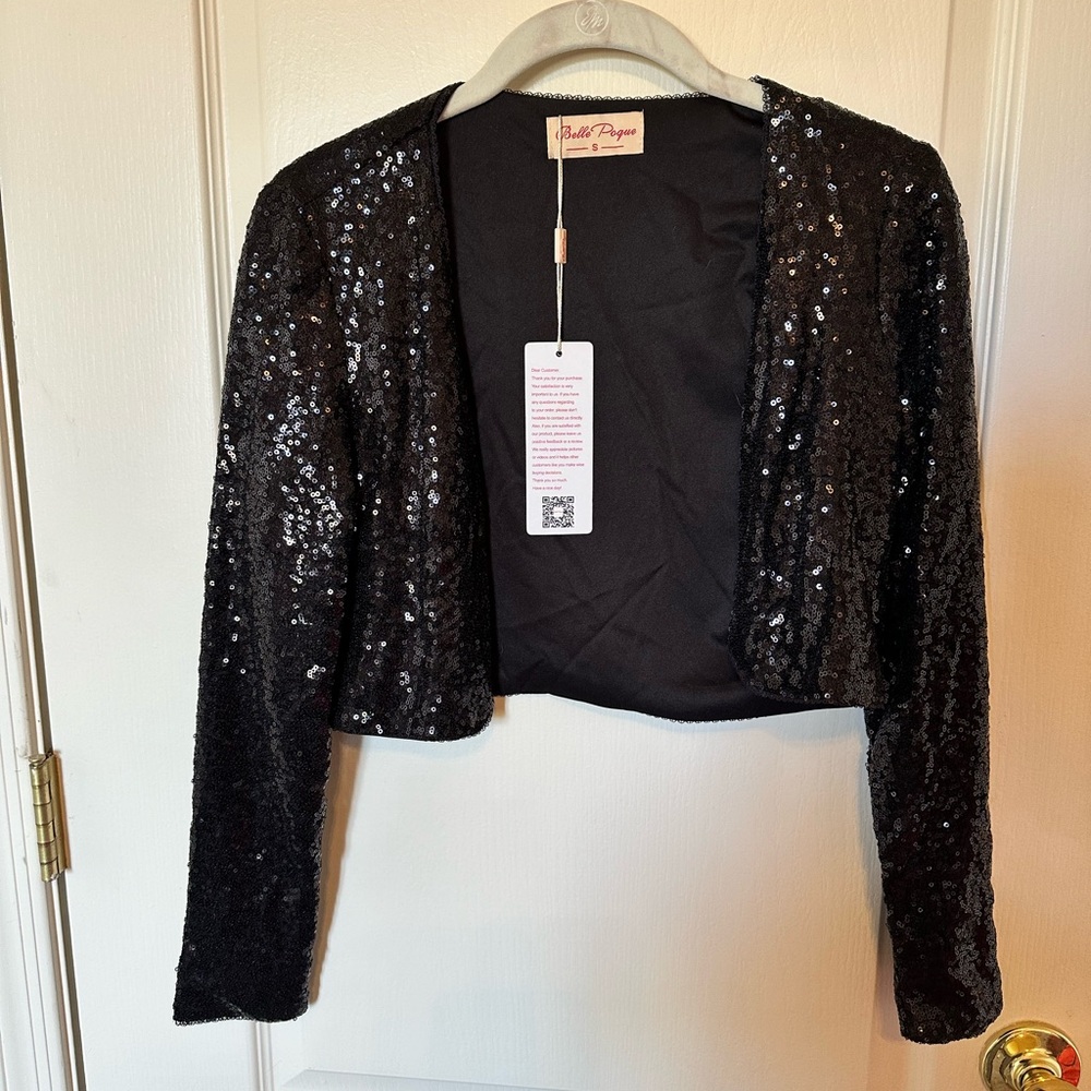 Belle Poque Black Sequin Bolero Jacket